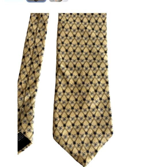 Paolo Designed By Paolo Gucci Geometric Yellow Blue 100% Silk Tie Made in Italy - Picture 1 of 8